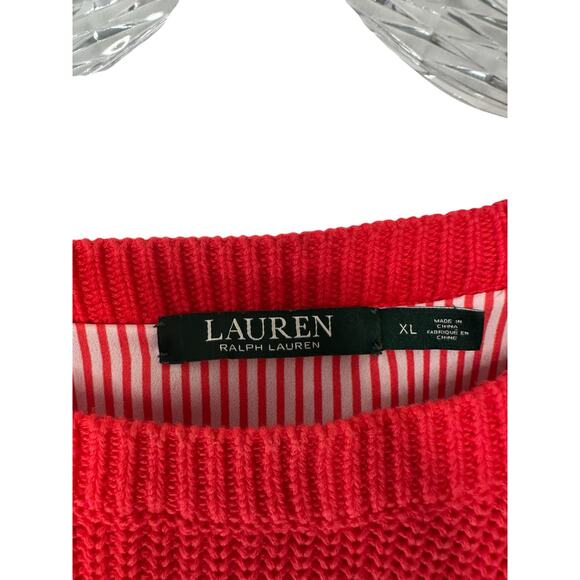 Ralph Lauren Red Cable Knit Crew Neck Quiet Luxury Sweater Shirt Combo Size XL - Picture 2 of 11